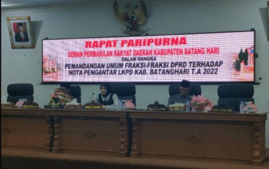 DPRD Batang Hari Gelar Rapat Paripurna Jawaban LKPD Pemkab Batang Hari TA 2022